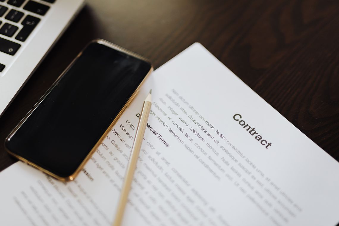 Contract document on a desk